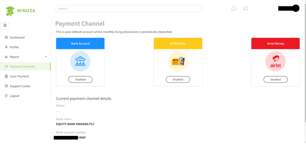 BRD MINUZA payment channels